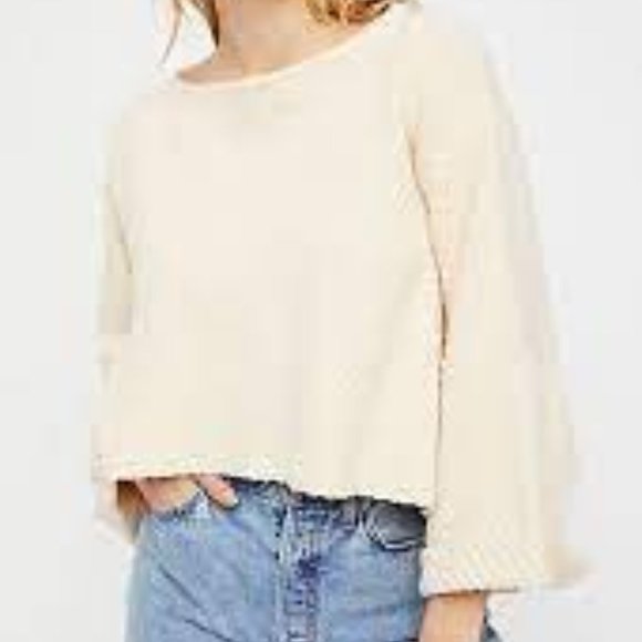 Free People Sweaters - Free People I Can't Wait Crop Ribbed Slouchy Sweater in Cream